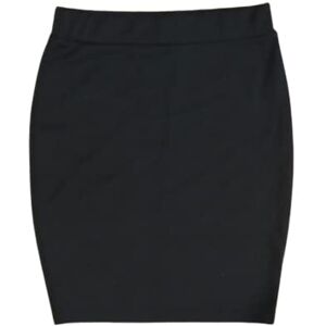 Leensy Womens Ladies Waisted Plain Polyester Summer Bodycon Tube Office Pencil Short Mini Skirt Size 6-24 (as8, Numeric, Numeric_24, Regular, Regular, Black)