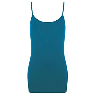 LUXFAB Womens Plain Sleeveless Round Scoop Neckline Stretch Slim Straps Strappy Straight Fitted Camisole T-Shirt Vest Top Teal