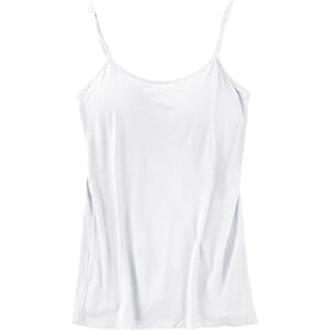 YBWZH Womens Camisole Built In Bra Adjustable Straps Camisole Camisole Sleeveless Summer Top for Workout Sleep Travel 90s Crop Top (White, XL)