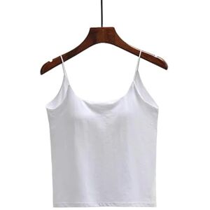 LXKFYUE Sling Backless Bra Camisole For Women Tank Top Sando Singlet Vest Square Neck Sleeveless Sexy Casual Korean-White-M (47.5-52.5Kg)