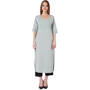 Bimba Straight Long Kurti For Women Printed Full Sleeves Tunic Top Casual Summer Formal Kurta White