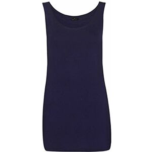 Shopygirls Womens Scoop Neck Sleeveless Ladies Long Stretch Plain Vest Strappy T-Shirt Top (10, Navy)