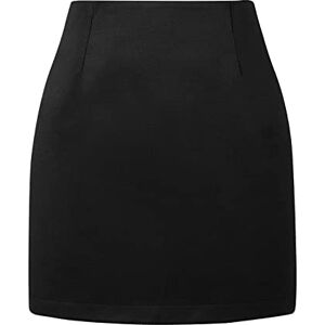 Generic Pencil Knee-Length Elegant Women's Midi Skirt with Salad Trim, Solid High Waisted Pencil Short Wool Skirt, Z2-black, S