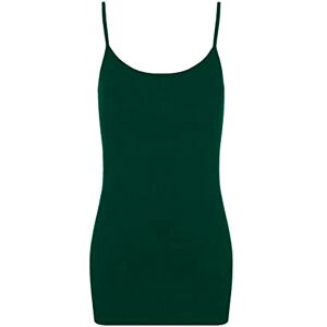 Luxe DIVA Womens Plain Sleeveless Round Scoop Neckline Stretch Slim Straps Strappy Straight Fitted Camisole T-Shirt Vest Top UK Size 8-26 Bottle Green