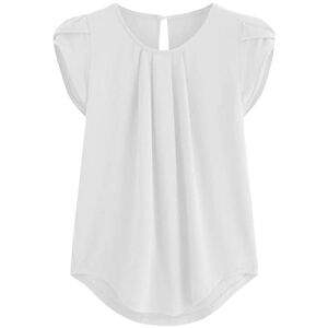 Sweatshirt Womens Women,T-Shirt Women's Fashion Solid Color Short-Sleeved Button Round Neck Casual Tops Women's Blouses & Shirts Workwear T Summer Clothes(White,XL)