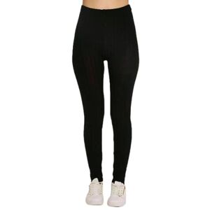 Women's Chunky Cable Knitted Full Length Thick Leggings Ladies Stretchy Pants UK Plus Sizes 8-26 (Black, 26)