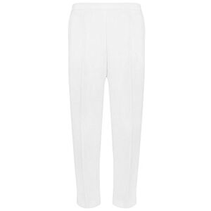 Ladies Half Elasticated Trouser Womens Stretch Waist Casual Office Work Formal Trousers Pants with Pockets Plus Big Size(White,UK 12/27 Inch Inside Leg)