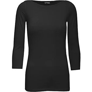 Fashion Star Womens Plain Long Sleeve Casual Gym Basic T Shirt Top Long Sleeve Black XX-Small (UK 4)