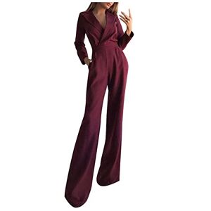 Jumpsuit For Women Uk 0309a3591 Long Sleeve Dungarees for Women for Summer Jumpsuits Elegant Jumpsuits Sleeveless with Pockets plain Loose Straight Pants Fashion Romper Pants Straight Leg Playsuits Overalls Wine S