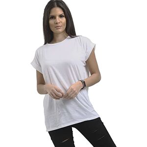 Be Jealous Fashion Star Womens Plain Baggy Oversized Tee Top Turn Up Cap Sleeve Basic T Shirt Plain White Plus Size (UK 20/22)