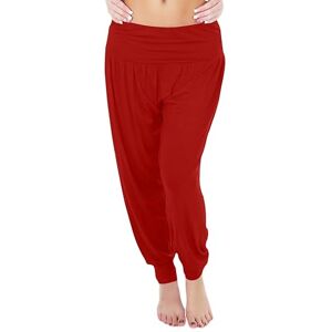 Love My Fashions&#174; Women Harem Trouser Alibaba Plain & Printed Elactic Waist Hippie Pyjama Bottoms Loose Fit Baggy Pilates Yoga Pants and Summer Trousers Red