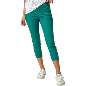 Roman Originals Cropped Jeggings for Women UK Ladies Capri Stretchy Jeans Denim Legging Cotton Summer Trouser Three Quarter 3/4 Length Pull On Cut Off High Waist Smart - Green - Size 14