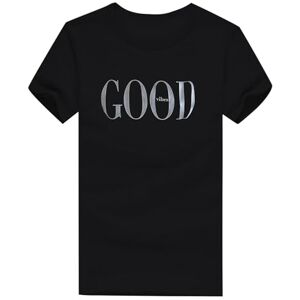 Generic Short Sleeve Blouse for Women UK Letter Print Crewneck Tops Ladies Summer Baggy T Shirts Casual Dressy Going Out Tunics Black