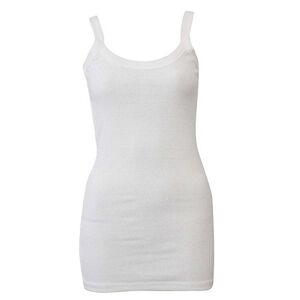 Ladies Womens Plain Ribbed Stretchy Vest Top Strap Gym Cami Sizes 8-16 New (White, Small UK 8-10)