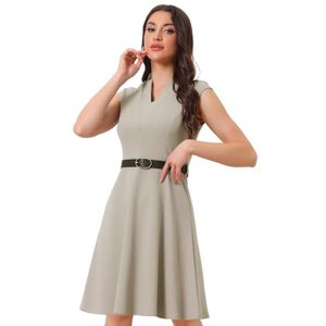 Allegra K Elegant Dress for Women's Split Neck Wear to Work Sleeveless Dresses Grey S