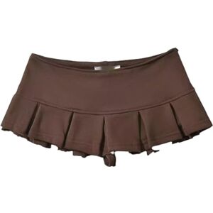 CHUNING skirt Women's Low Waist Mini Skirt Wide Pleat Decoration Light Grey Flounce A Line Skort