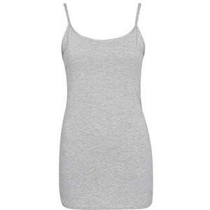 Luxe DIVA Womens Plain Sleeveless Round Scoop Neckline Stretch Slim Straps Strappy Straight Fitted Camisole T-Shirt Vest Top UK Size 8-26 Silver