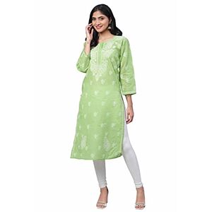 Ada Indian Traditional Handmade Chikankari Cotton Kurta Kurti Tunic for Women A133643, 2XL, Green