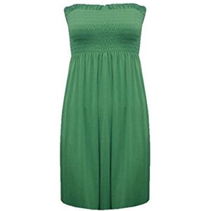 Ladies Women's Sheering Plus Size Boob Tube Bandeau Strapless Top Dress . UK 8-26, Green, XL-UK(16-18)