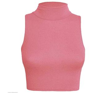 Star Fashion Global Ltd Womens Ladies Sleeveless Polo Turtle Neck Stretch Crop Vest Top 8-14 (Coral, 12-14)