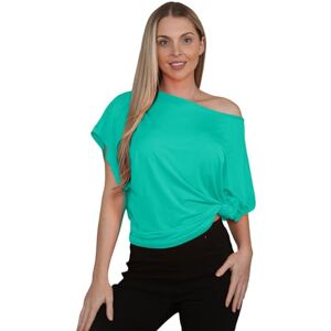 Hamishkane New Ladies Short Sleeve Plain Off Shoulder Bardot Tie Knot Oversize T-Shirt Top Jade Green