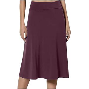 Spring Deals Wine Midi Skirts for Women UK Elasticated Waist Skirts Ladies Pleated Skirts A Line Skirts Knee Length Skirts Jersey Pencil Skirts Casual Summer Skirts Swing Skirts for Office Work Holiday