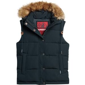 Superdry Women's Everest Faux Fur Puffer Gilet Jacket, Nordic Chrome Navy, UK 12