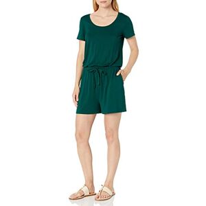 Amazon Essentials Women's Short-Sleeve Scoop Neck Playsuit, Jade Green, XS