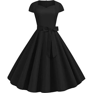 Singular-Point Women's Dress Elegant Retro French Hepburn Dress Fashion Temperament Party Dress Casual Slim Solid Color Belt Swing Dress Slim Waist Slim Daily Commuter Dress Black