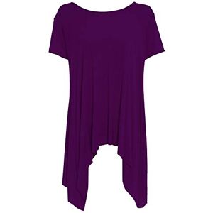 Fashion Star Womens Plain Cap Sleeve Hanky Hem Flared Top Cap Sleeve Purple S/M (UK 8/10)