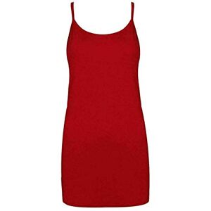 Luxe DIVA Womens Plain Sleeveless Round Scoop Neckline Stretch Slim Straps Strappy Straight Fitted Camisole T-Shirt Vest Top UK Size 8-26 Red