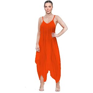 New Girl Fashions H&F Women Ladies Plain Sleeveless Cami Baggy Strapy Romper Harem Lagenlook Playsuit Jumpsuit Top Dress Plus Size XL XXL XXXL 8 10 12 14 16 18 20 22 24 26 (M-L, Rust)