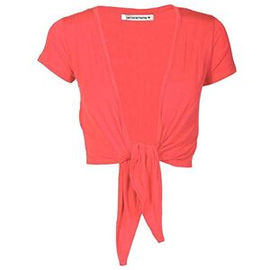 janisramone&#174; Womens Short Sleeve Cardigans, New Plain Bolero Cardigans for Women - Front Tie Cropped Cardigan, Perfect Women's Shrugs for Layering Over Summer Dresses Coral