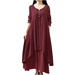 Womens Dresses 0413a171 FunAloe Summer Dresses Women's Cotton Linen Dress 3/4 Sleeve High Low Layerd Maxi Casual Plus Size Tunic Dress with Pockets Flowy Long Beach Dresses Plus Size Sun Dresses VacatiSales Clearance