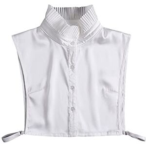 xzmnxzzme Women Simple Ruffles Stand-Up False Collar Detachable Dickey Blouse Vintage High Neck Button Down White Half Shirt Decorative Crop Top Dickey Collar for Women Peter pan