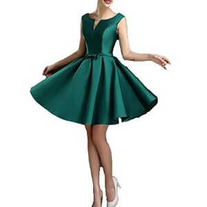 Generic Women Casual Dresses Swing Tea Dress Cocktail Vintage A-Line Midi Party Dress Cap Sleeve Pleated Flared Dresses, Green, X-Small