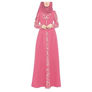 Windsfinr Abaya for Women Muslim UK,Abaya Black Green Muslim Dresses for Women Prayer Dress for Muslim Women Hijab Clothes Burqa Burka Dubai Long Dress Robe Headscarf Satin Abaya (C1-Pink, XXL)