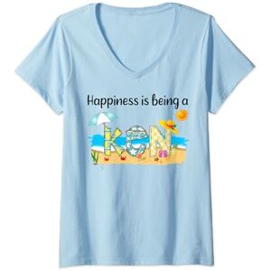 Vintage Summer Happiness Is Being A Ken Beach Womens Vintage Summer Happiness Is Being A Ken Retro Beach V-Neck T-Shirt