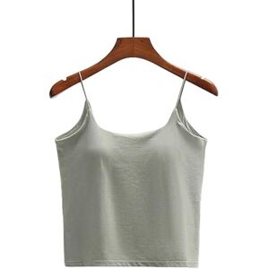 LXKFYUE Sling Backless Bra Camisole For Women Tank Top Sando Singlet Vest Square Neck Sleeveless Sexy Casual Korean-Green-L (52.5-62.5Kg)