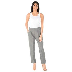 MyShoeStore Ladies Womens Half Elasticated Trouser Stretch Waist Casual Office Work Formal Trousers Pants with Pockets Plus Big Size (Grey, 24/25)
