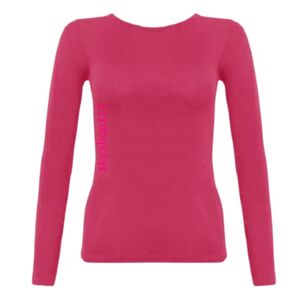 Leensy New Ladies Long Sleeve Round Neck Plain Basic Women's Stretch T-Shirt (UK, Numeric, 14, Regular, Regular, Pink)