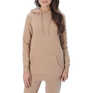 Sadaqat Global Ltd M17 Womens Ladies Recyled Plain Hoodie Pullover Longline Hoody Casual Soft Sweatshirt Hooded Top Long Sleeve Jacket Jumper (L, Toffee Brown)