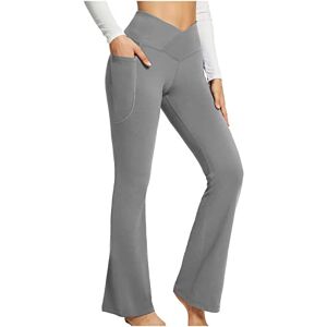 PRiME AMhomely Women's Boot Cut High Waisted Flared Yoga Pants Workout Casual Trousers Sweatpants Wide Leg Lounge Pajamas Pants Comfy Drawstring Workout Joggers Pants with Pockets Gray