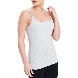 Women's Plain Sleeveless Vest Ladies Stretch Round Neckline Long Spaghetti Strap T-Shirt Camisole Layering Vest Tank Top (12-14, Light Grey)