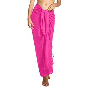 CHAINUPON Womens Beach Pareos Sarong Sheer Long Swimsuit Cover Ups Bikini Wrap Skirt (Hot Pink)