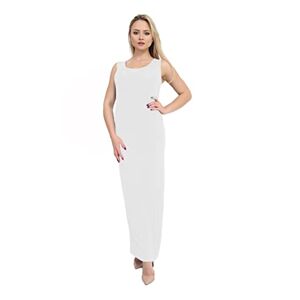 Ladies Racer Back Plain Sleeveless Maxi Dress Womens Plain Muscle Long Pluse Size Summer Dress UK 8-26 White