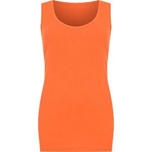 WearAll Plus Size Womens Plain Ribbed Ladies Sleeveless Scoop Neck Vest Top - Orange - 14