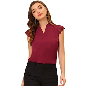 Allegra K Women's Work Office V Neck Sleeveless Basic Blouse Top Red S-8