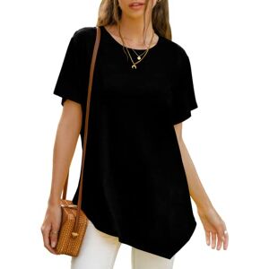 Xpenyo Womens Short Sleeve Tops Casual Summer Tops Loose Fit T-Shirt Round Neck Lady Jumper Tunic Blouse for Women Tops Black M