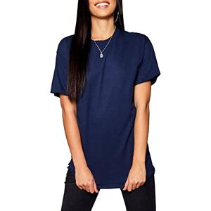 Be Jealous Fashion Star Womens Plain Boyfriend Gym Work Casual Short Sleeve Basic T Shirt Top Navy Medium (UK 10)